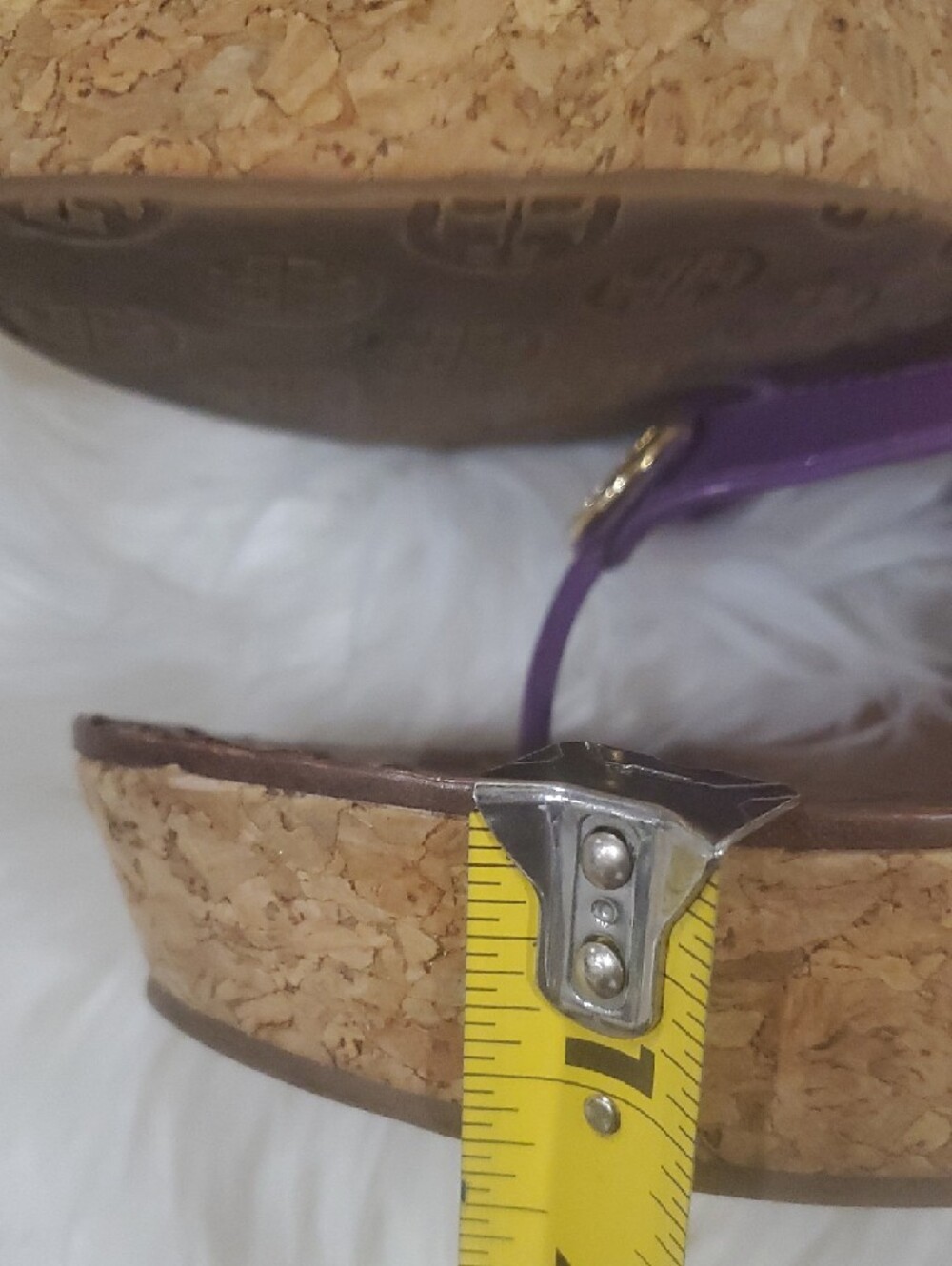 Tory Burch Purple Leather Logo Thong  Wedge Sandals - Picture 9 of 15